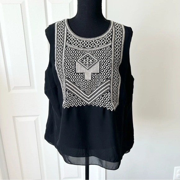 Rena Rowan Pure Silk Embroidery Sleeveless Blouse - Picture 1 of 15